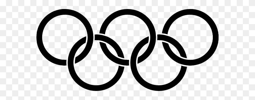 600x272 Olympic Rings Black Clip Art Free Vector - Ring Black And White Clipart