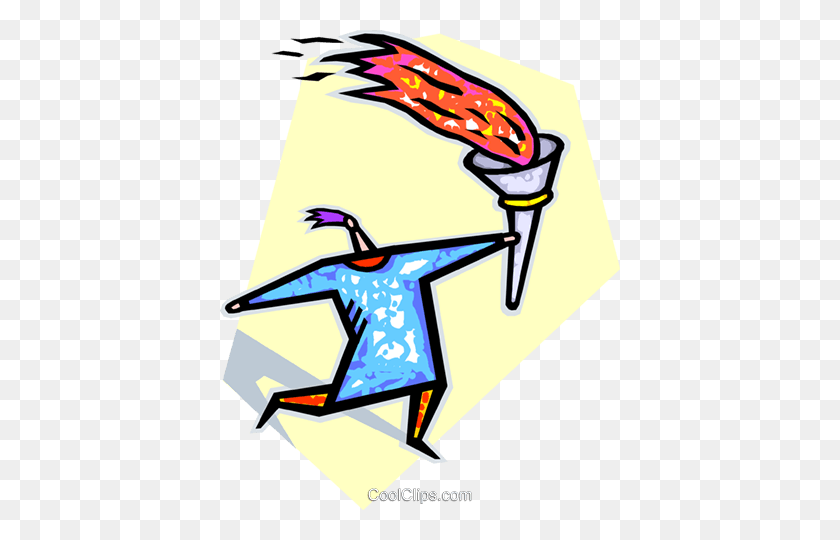 400x480 Olympic Torch Royalty Free Vector Clip Art Illustration - Olympic Clipart Free
