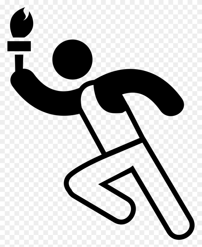 788x980 Olympic Torch Runner Png Icon Free Download - Torch Clipart Black And White