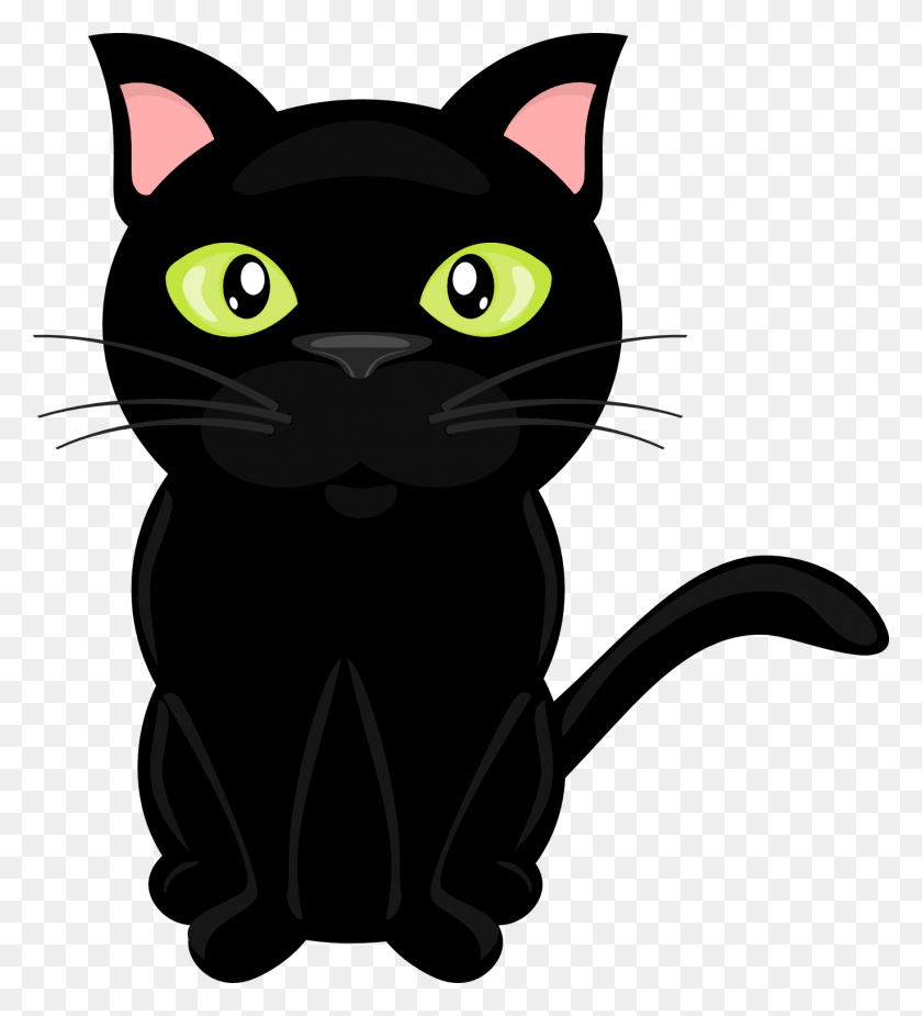 1371x1522 On The Farm Clip Art Black Cat Silhouette,tatoos Clip Art - Cartoon Cat PNG