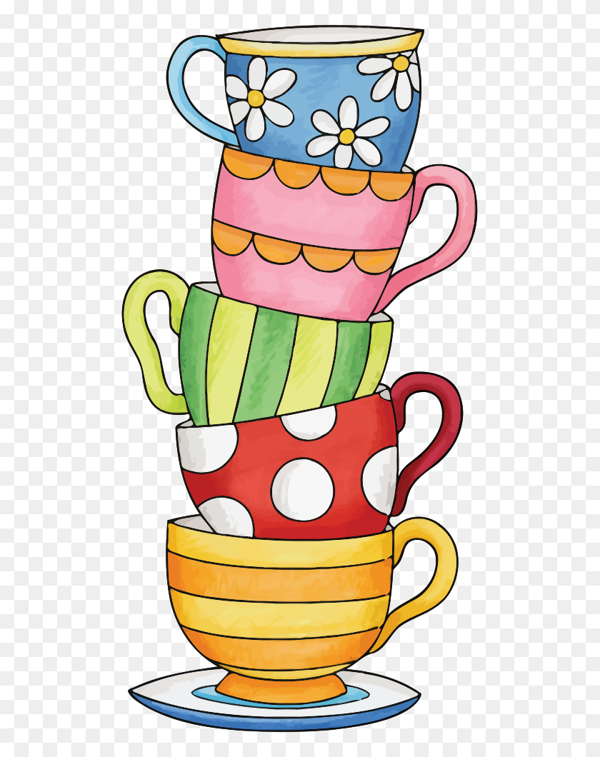 503x1000 Onlinelabels Clip Art - Stacked Teacups Clipart