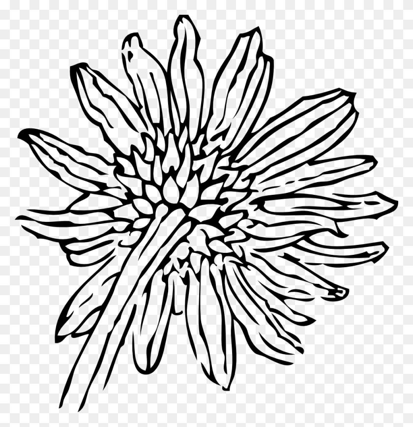 965x1000 Onlinelabels Clip Art - Black And White Sunflower Clipart