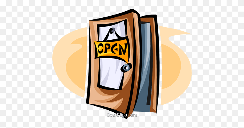 480x382 Open Door Royalty Free Vector Clip Art Illustration - Open Door Clipart