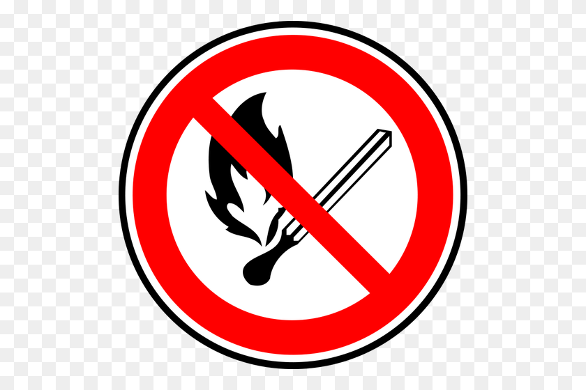 500x500 Open Fire Forbidden Vector Sign - Open Sign Clip Art