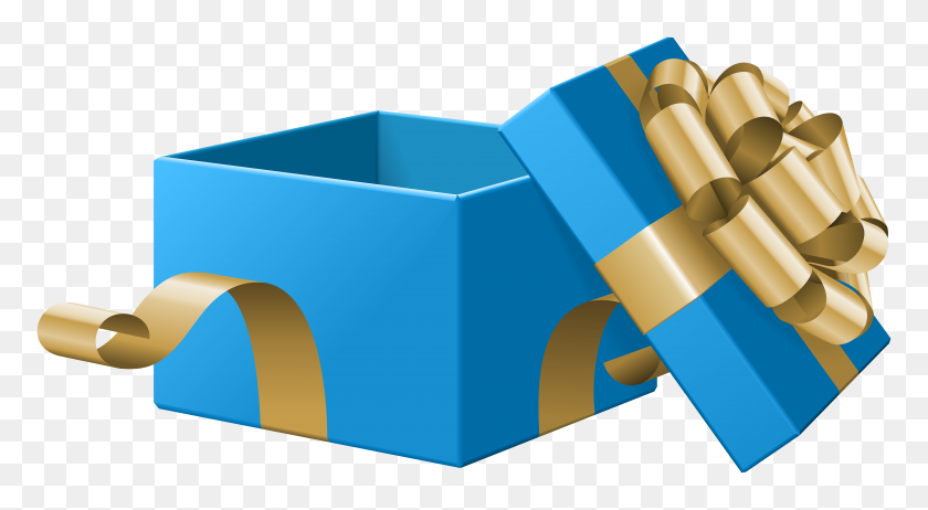 8000x4132 Открытая Подарочная Коробка Синий Прозрачный Клип-Арт Галерея - Открытая Коробка Клипарт