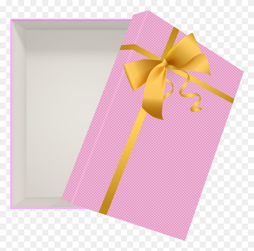8000x7908 Открытая Подарочная Коробка Розовый Png Картинки - Подарочный Клипарт Png