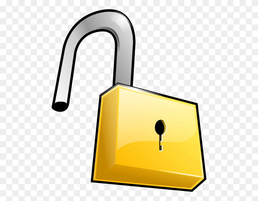 504x595 Open Lock Clip Art - Lock Clipart