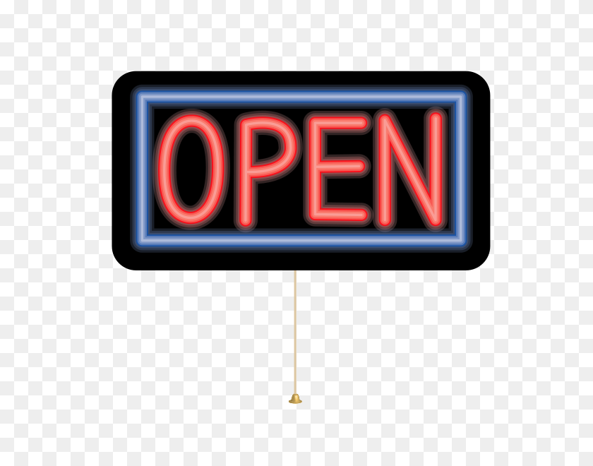 600x600 Open Neon Sign Png Clip Arts For Web - Neon Sign PNG
