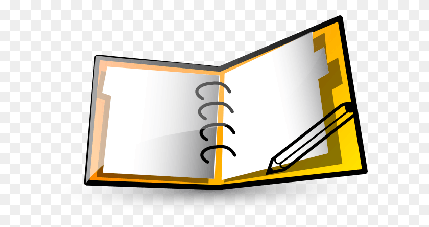 600x384 Open Notebook Cliparts - Notebook Page Clipart