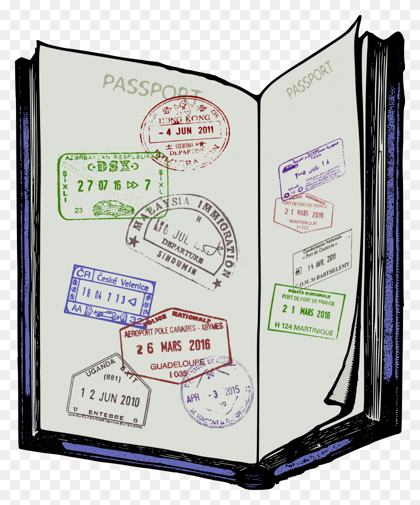 1949x2374 Open Passport - Passport Stamp PNG