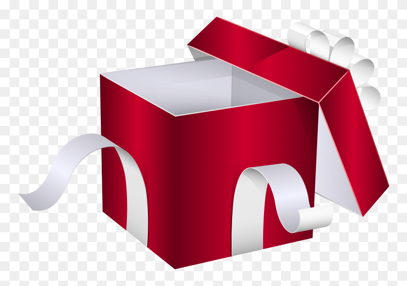 6236x4251 Png Открытая Красная Подарочная Коробка - Красная Снежинка Клипарт