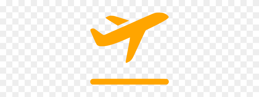 256x256 Orange Airplane Takeoff Icon - Airplane Taking Off Clipart