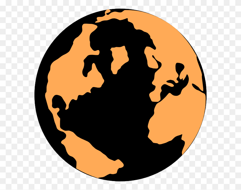600x601 Orange And Black Globe Png, Clip Art For Web - Globe Clipart Transparent