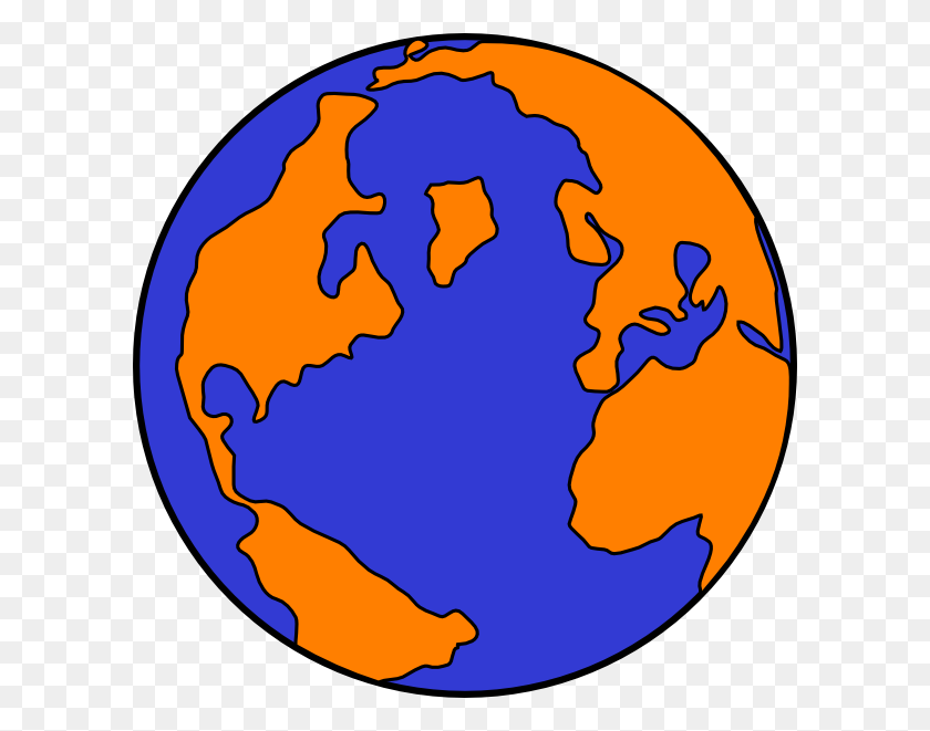 600x601 Orange And Blue Globe Png, Clip Art For Web - Globe Clipart PNG