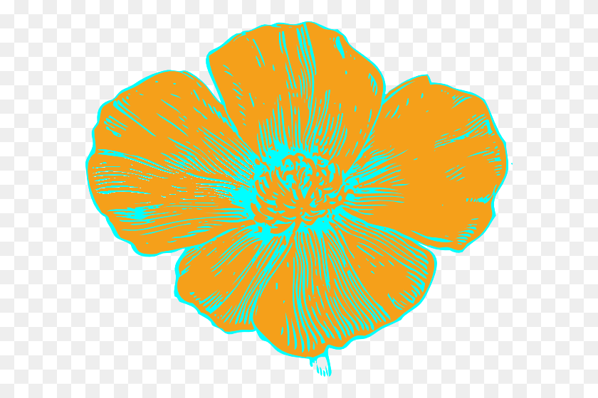 600x500 Orange And Blue Poppy Png, Clip Art For Web - Poppy Flower Clipart