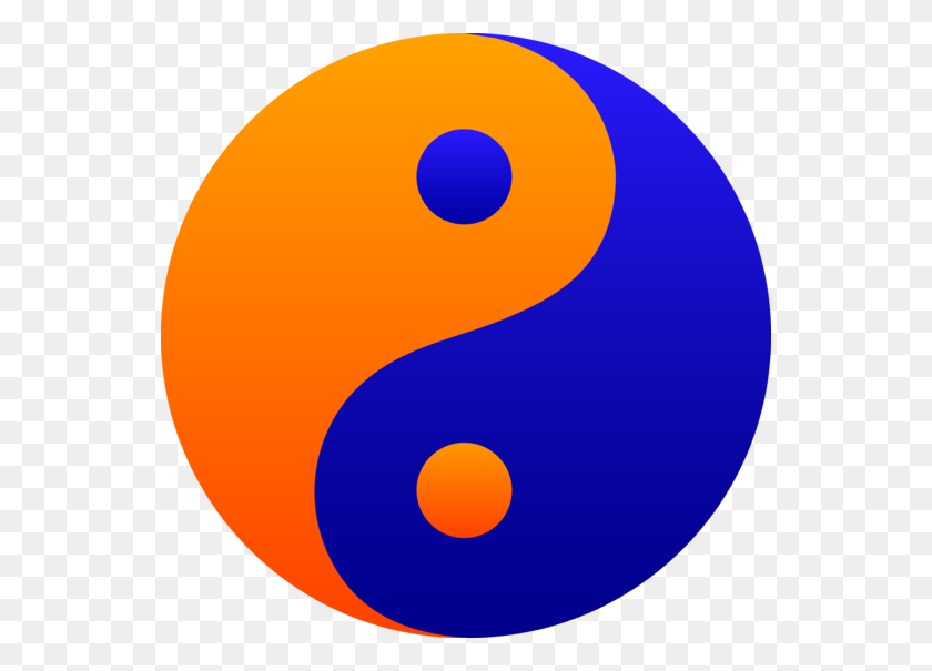 550x545 Orange And Blue Yin Yang Symbol - Opposites Clipart