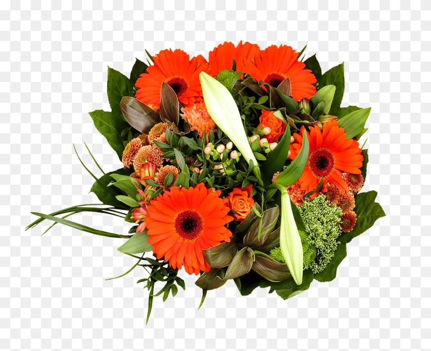 1280x1024 Orange And Green Birthday Bouquet Transparent Png - Bouquet PNG