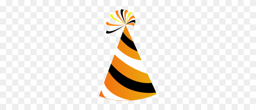 189x300 Orange And White Party Hat Clip Art - Party Horn Clipart