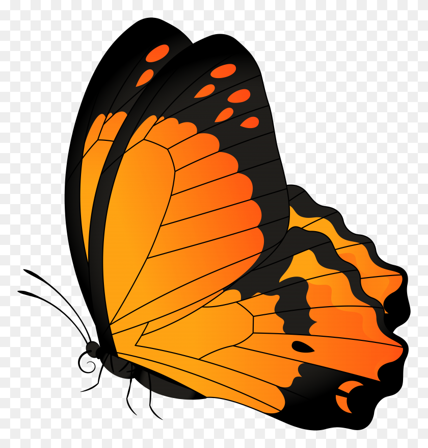 7620x8000 Orange Butterfly Clip Art, Free Vintage Clip Art - Harambe Clipart