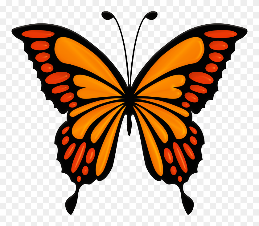 8000x6913 Orange Butterfly Png Clip Art - Orange Butterfly Clipart