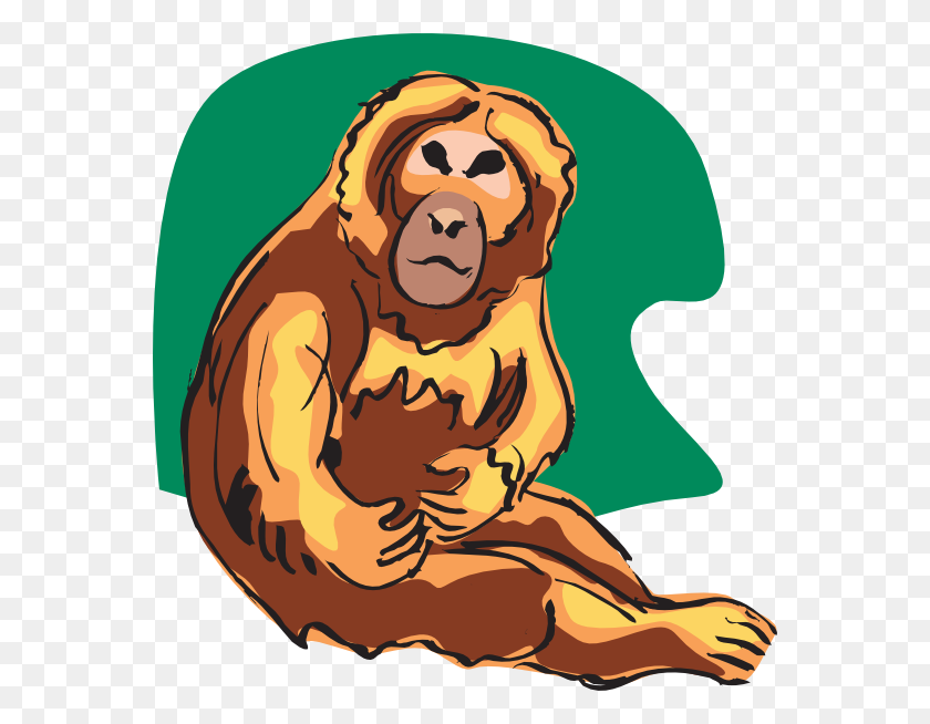 564x594 Orange Chimp Clip Art - Ape Clipart