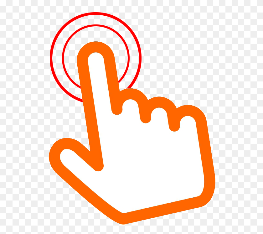 537x687 Orange Click Here Hand Png - Mouse Hand PNG