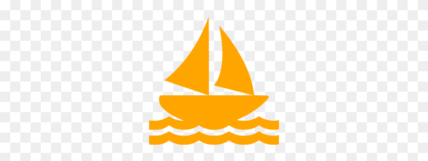 256x256 Orange Clipart Sailboat - Yacht Clipart