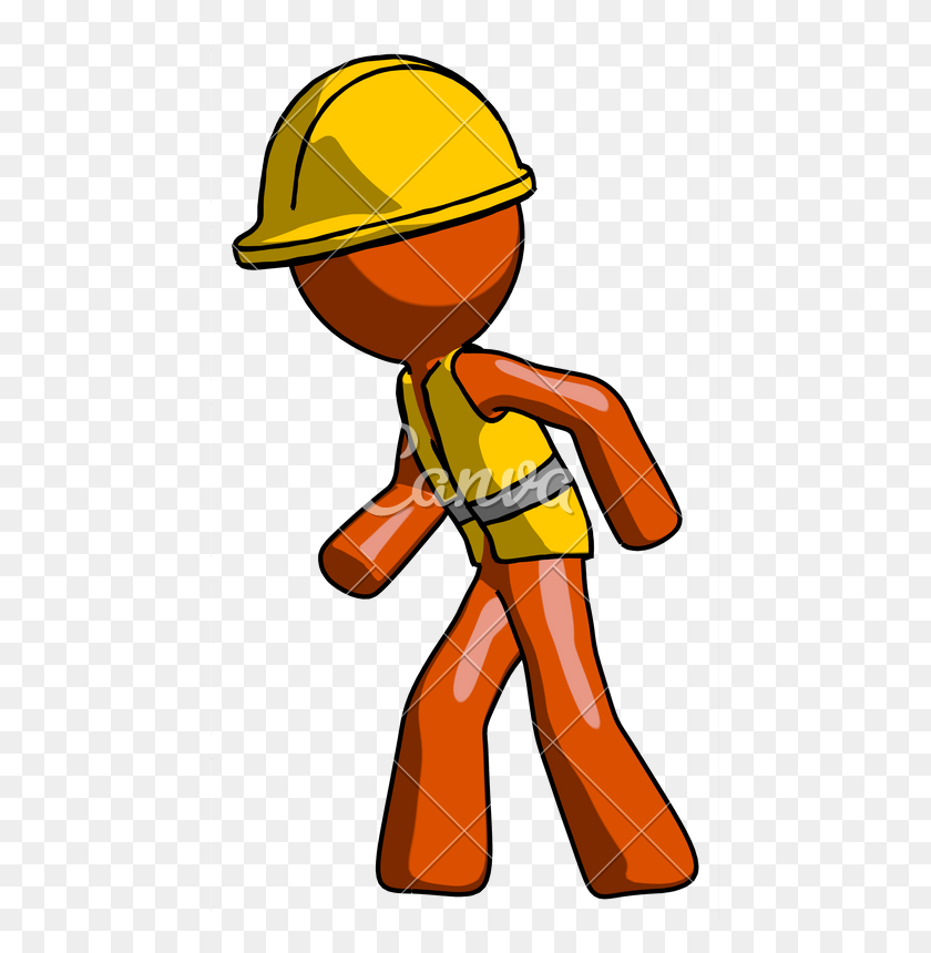 459x800 Orange Construction Worker Contractor - Construction Worker PNG