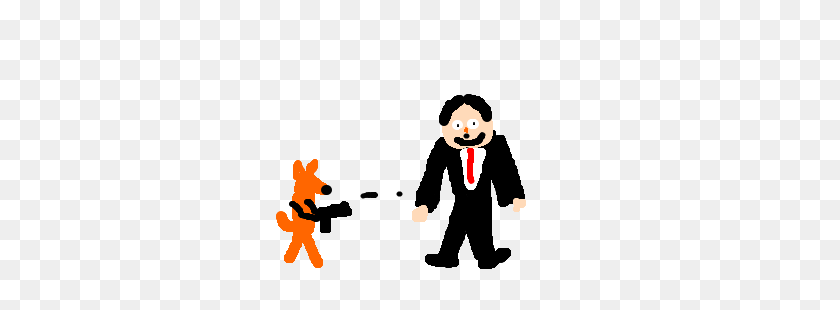 300x250 Оранжевая Собака Стреляет В Гитлера С Оранжевыми Усами - Гитлер Усы Png