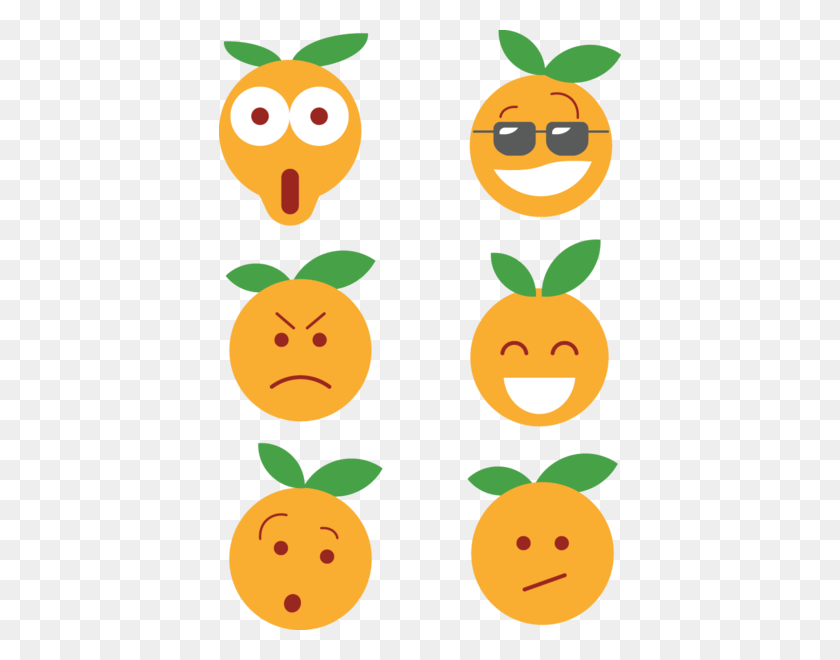 402x600 Orange Face Cartoon Icons Clip Art - Orange Clipart