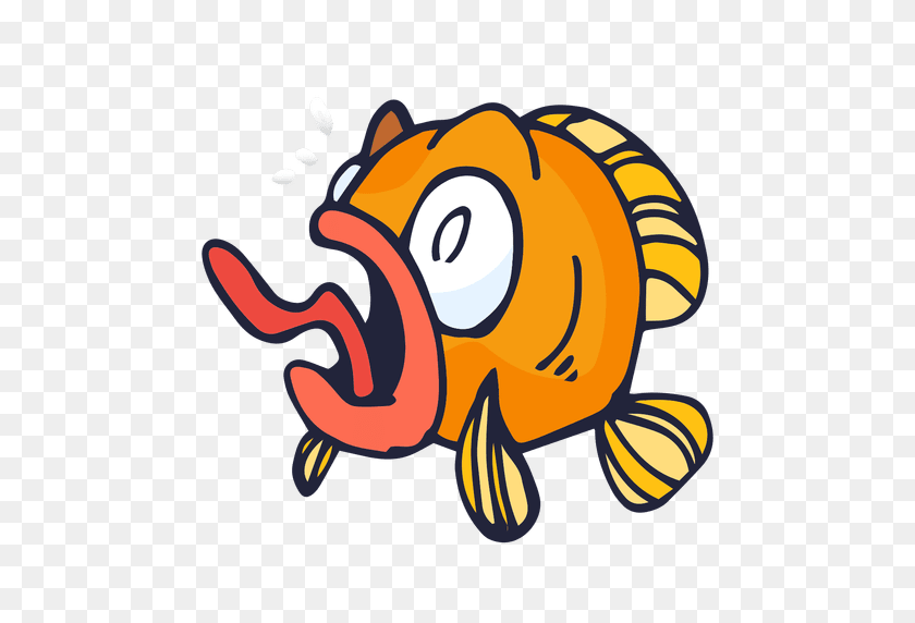 512x512 Orange Fish Cartoon - Coral Reef PNG