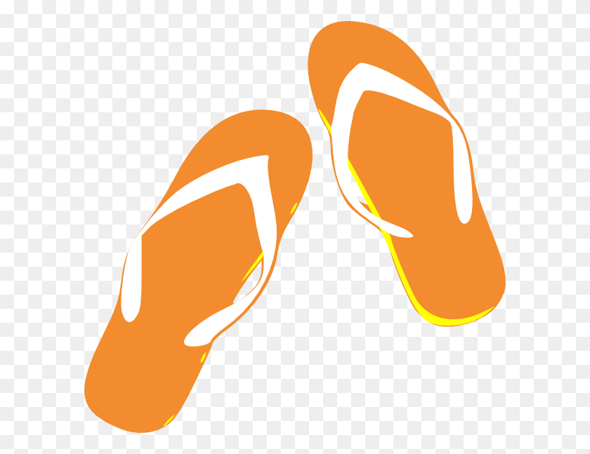 600x587 Orange Flip Flops Clip Art - Flip Flops PNG