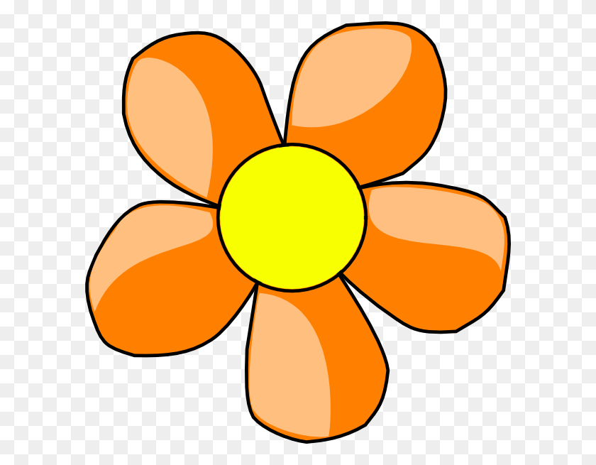 600x595 Orange Flower Clipart Boarder - Cute Flower Clipart