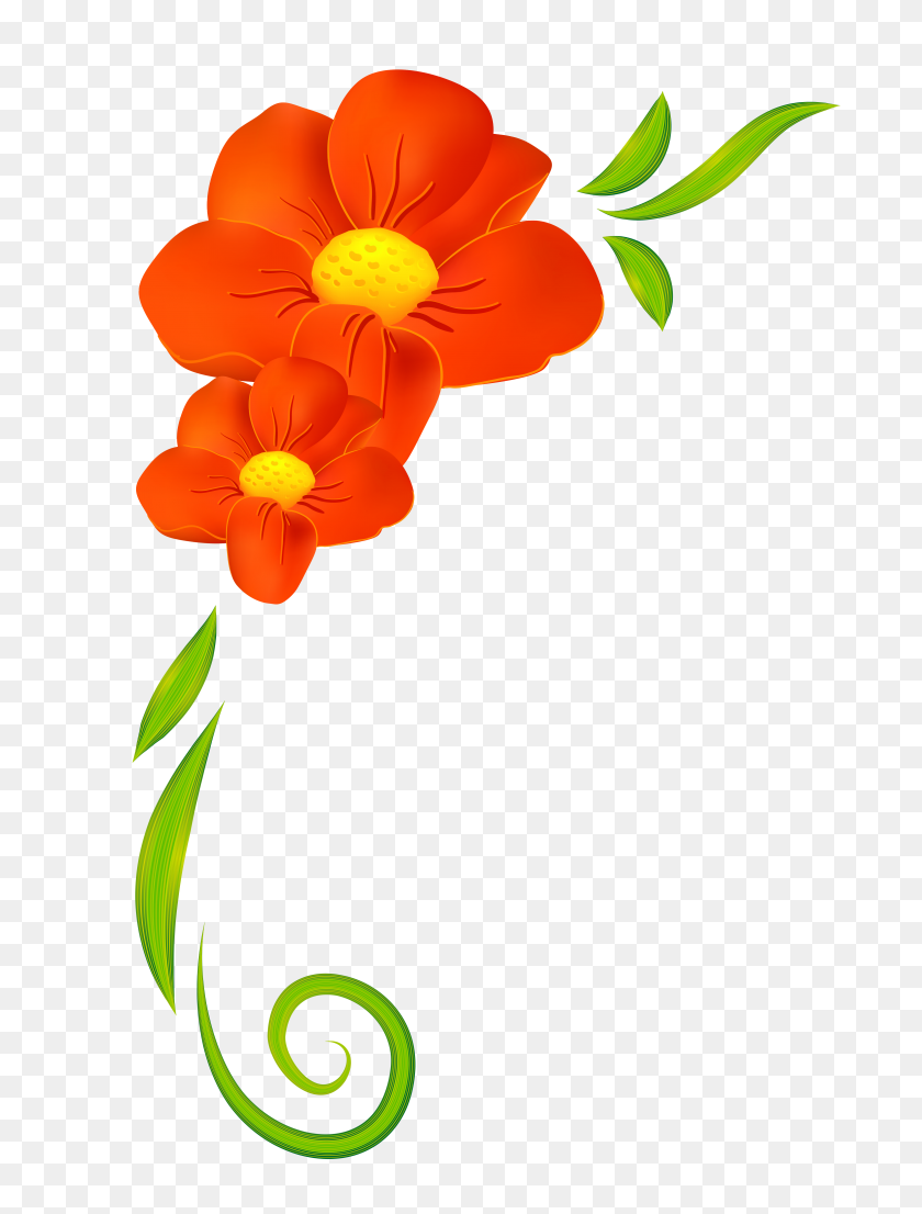 3924x5263 Orange Flower Clipart Border - Free Easter Clip Art Borders