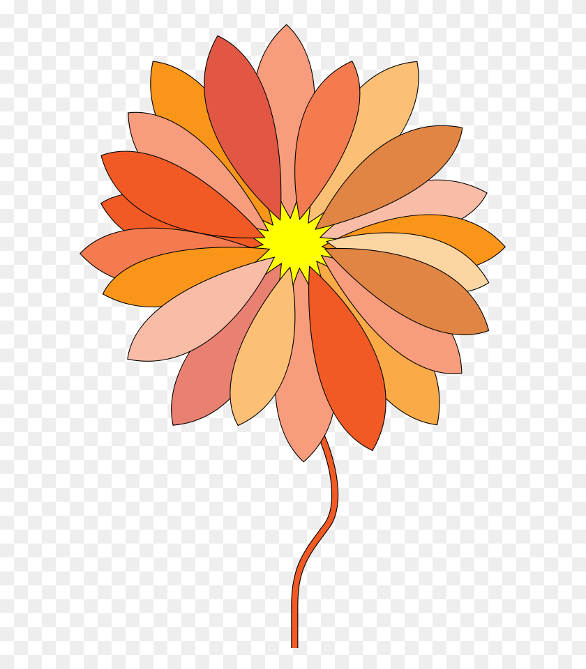 675x900 Оранжевый Цветок Клипарт Мультфильм Вектор - Цветы Джунглей Клипарт