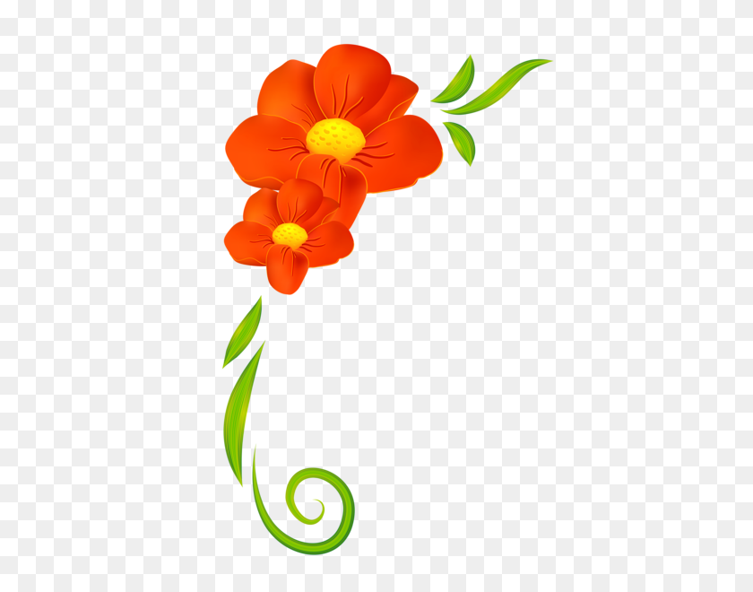 447x600 Orange Flower Clipart Flower Vine - Flower Vine Clipart
