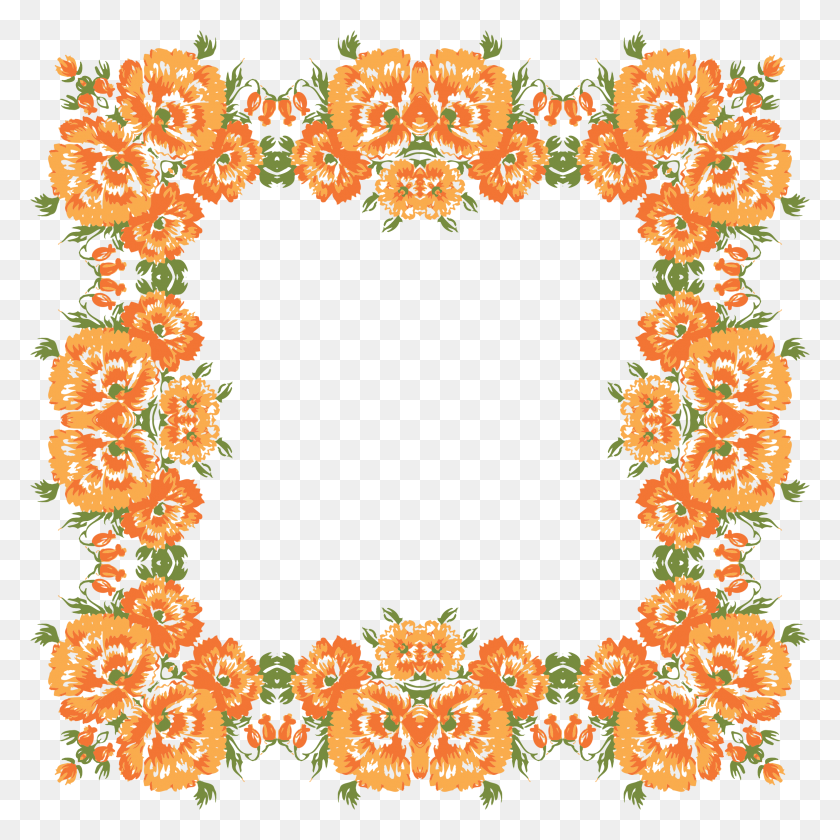 2356x2356 Orange Flower Clipart Wreath - Leaf Wreath Clipart
