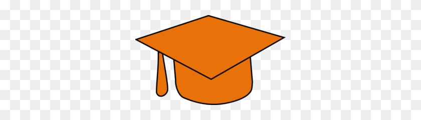 300x180 Orange Grad Cap Clip Art - Graduation Cap Clipart Free