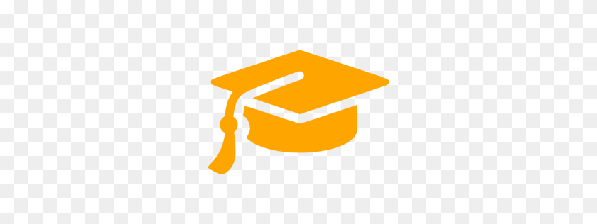 256x256 Orange Graduation Cap Icon - Graduation Cap Icon PNG