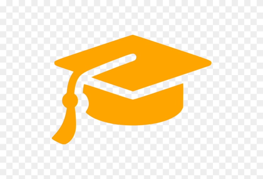 512x512 Orange Graduation Cap Icon - Graduation Cap PNG