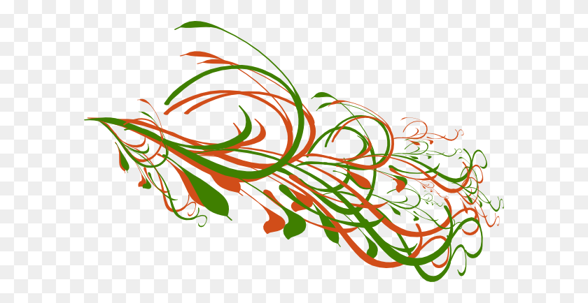 600x374 Orange Green Big Swirl Png Clip Arts For Web - Green Swirls Clipart