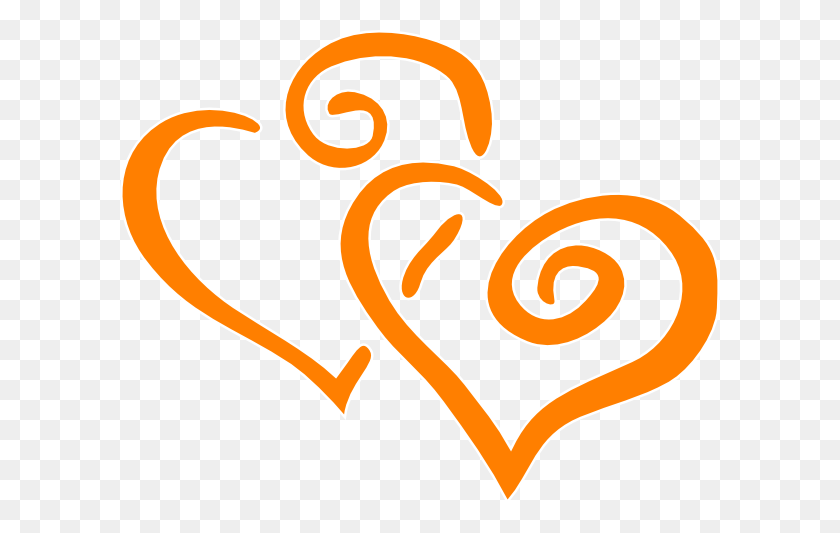 600x473 Оранжевые Переплетенные Сердца Клипарт - Клипарт На Годовщину Свадьбы