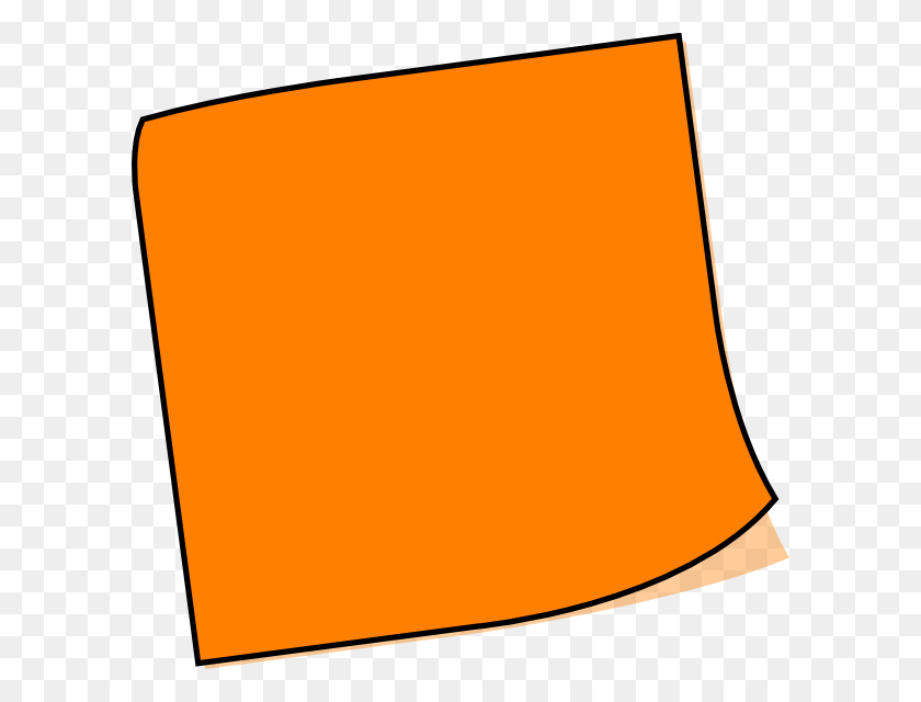 600x580 Orange Note Clip Art - Post It Clipart