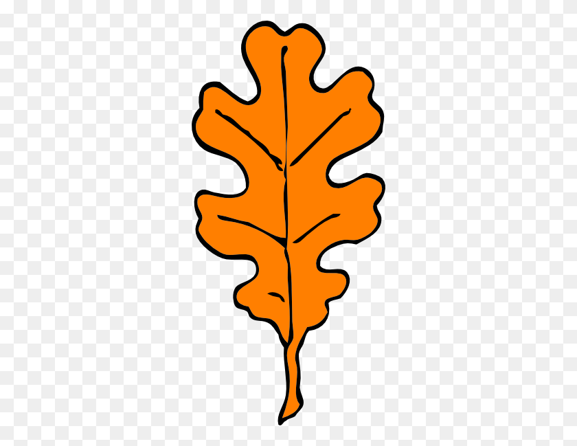 282x589 Orange Oak Leaf Clip Art - Orange Leaf Clipart