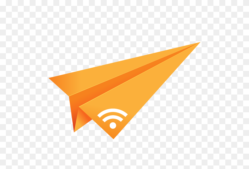512x512 Orange, Origami, Paper Plane, Rss, Social Media Icon - PNG Interlace