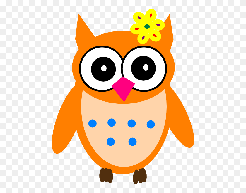 486x597 Orange Owl Clipart, Orange Owl And Dots Clip Art - Sleeping Owl Clipart