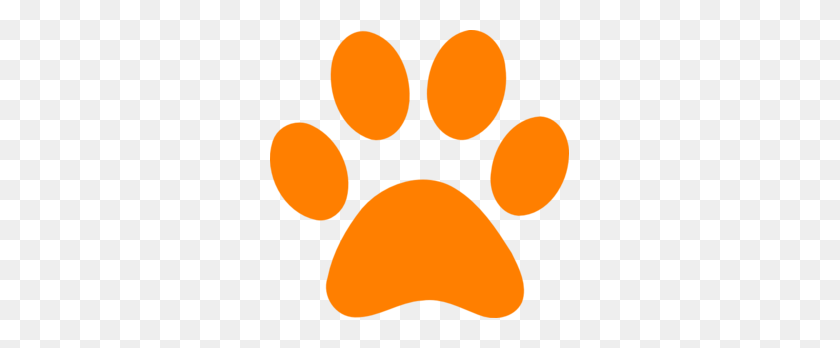 299x288 Orange Paw Print Clip Art - Dog Paw Clipart