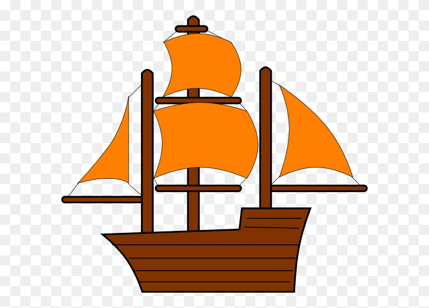600x543 Orange Pirate Ship Clip Art - Pirate Ship Clipart Black And White