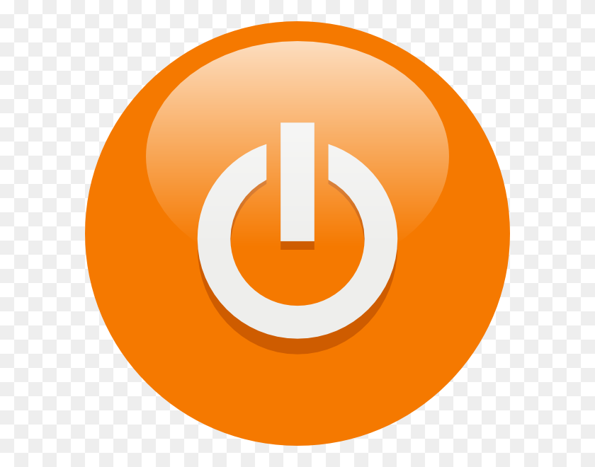 600x600 Orange Power Button Clip Art Free Vector - Power Button Clipart