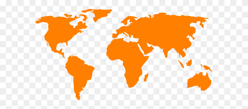 600x310 Оранжевая Карта Мира Клипарт Скачать - Карта Мира Png